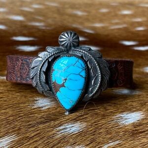 🛑SOLD🛑Sterling silver & Turquoise Leather Bracelet 💠
